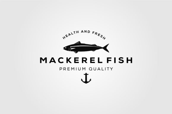 Vintage Silhouette Mackerel Fish Logo Il
