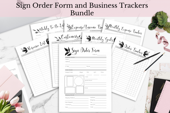 Sign Order Form & Business Trackers Set