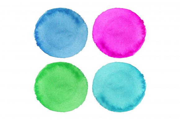Watercolor Round Textures Clip Art Set