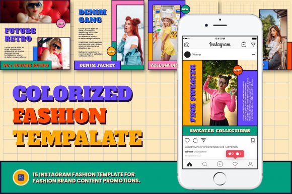 Colorized Fashion Instagram Post Graphics