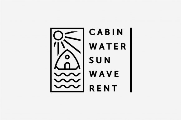 Minimal Line Art Cabin Cottage Bays Logo