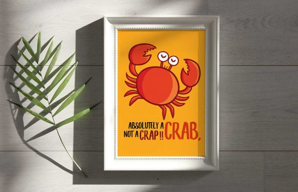 Funny Crab Wall Art Graphic Illustrations By JocularityArt