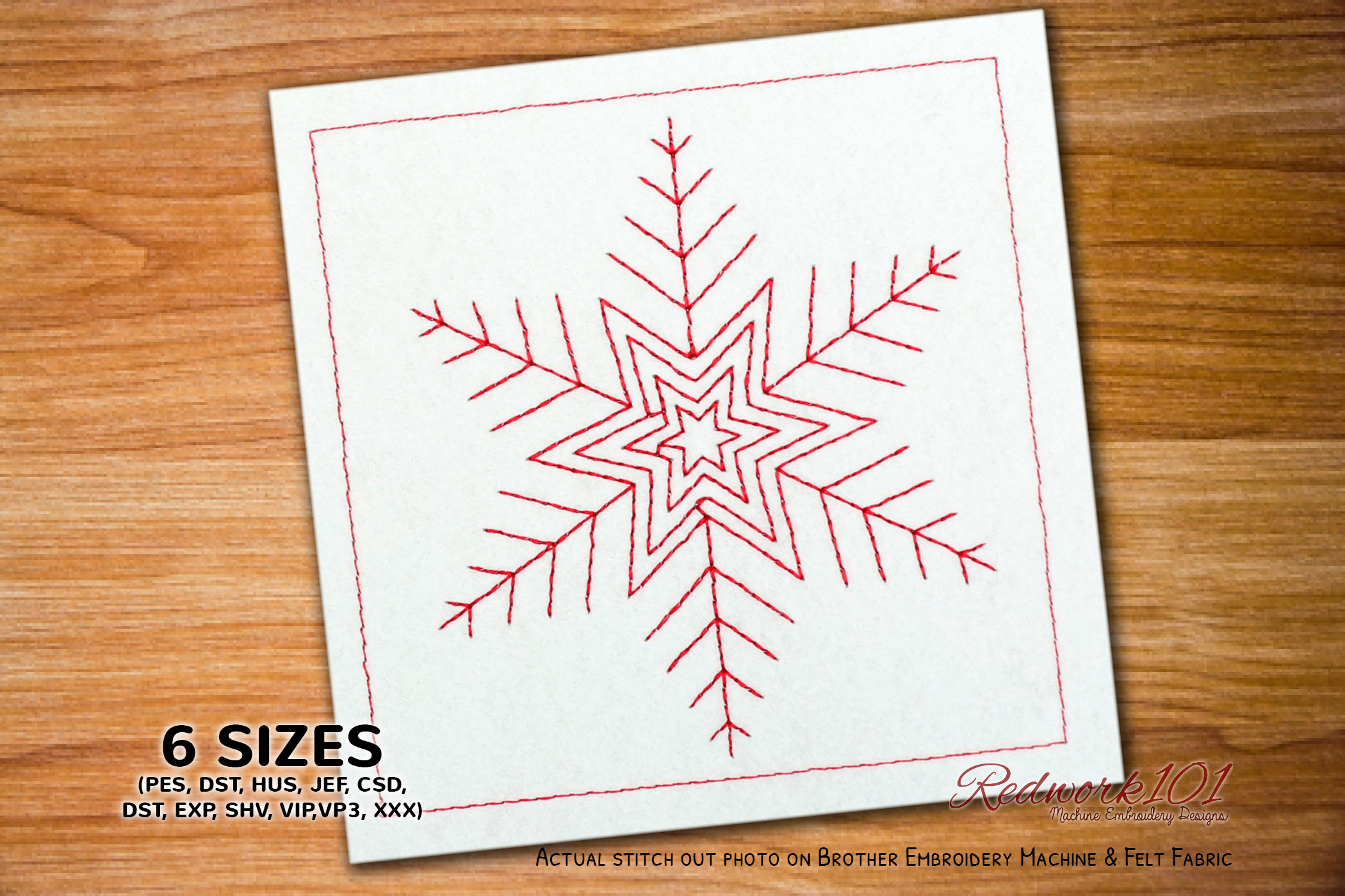 Redwork Snowflake Beautiful Snowflake Redwork · Creative Fabrica
