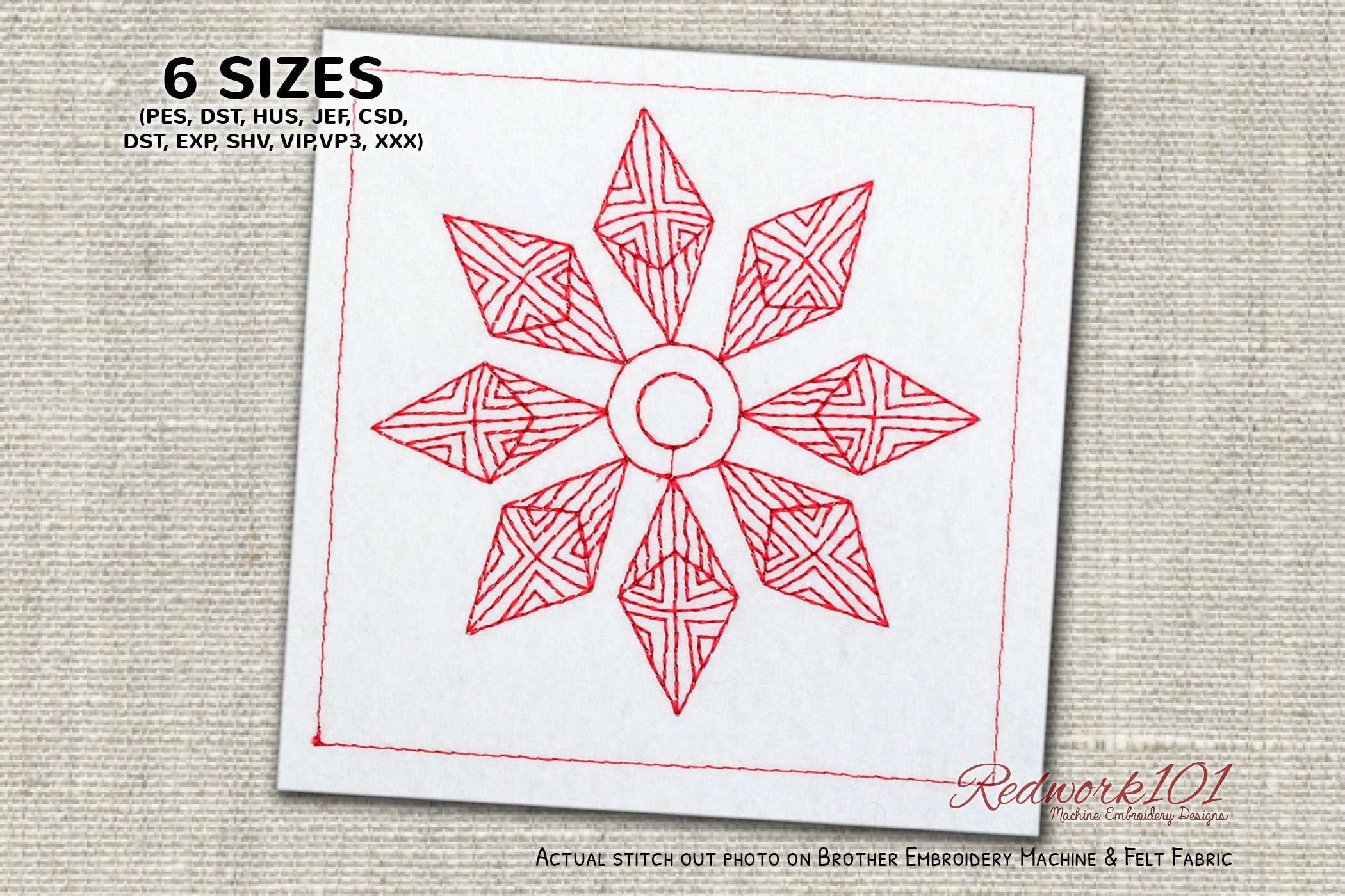 Snowflake Design Redwork