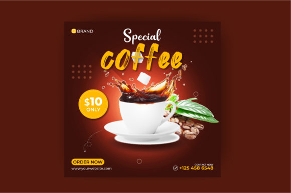 Preview of Coffee Social Media Instagram Post coffee shop social media template