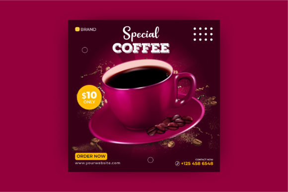 Preview of Delicious Coffee Social Media Post coffee shop social media template