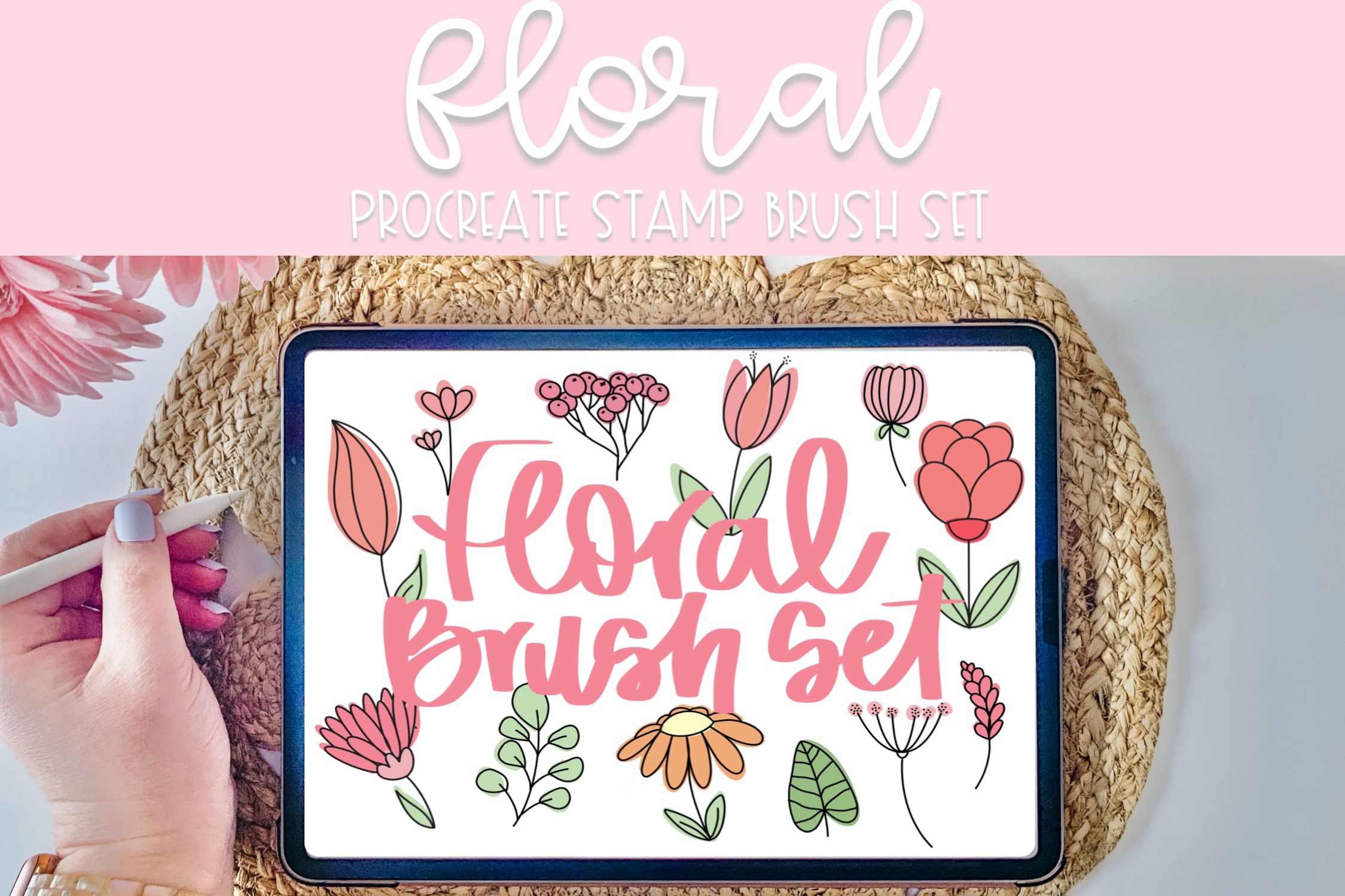 Floral Procreate Brush Stamp Set Graphic by Fairways and Chalkboards ...