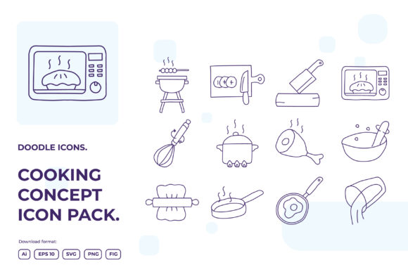 12 Cooking Concept Doodle Icon