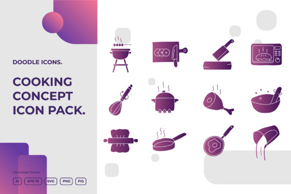 12 Cooking Concept Doodle Icon