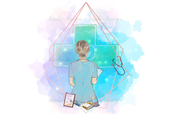 Nurse Watercolour Geometric Frame Graphics
