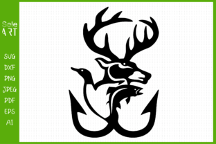 duck made out of deer antlers and a fish hook Ducks Hooks hunting decal  North 49 Decals Duck Deer and Hook Outdoor