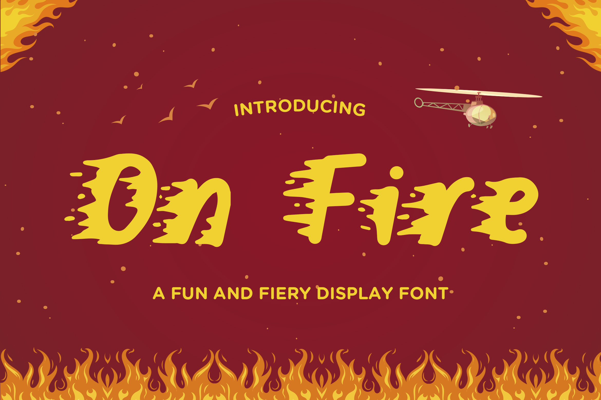On Fire font preview in a display style