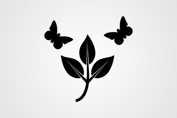 Butterflies over Plants Glyph Icon