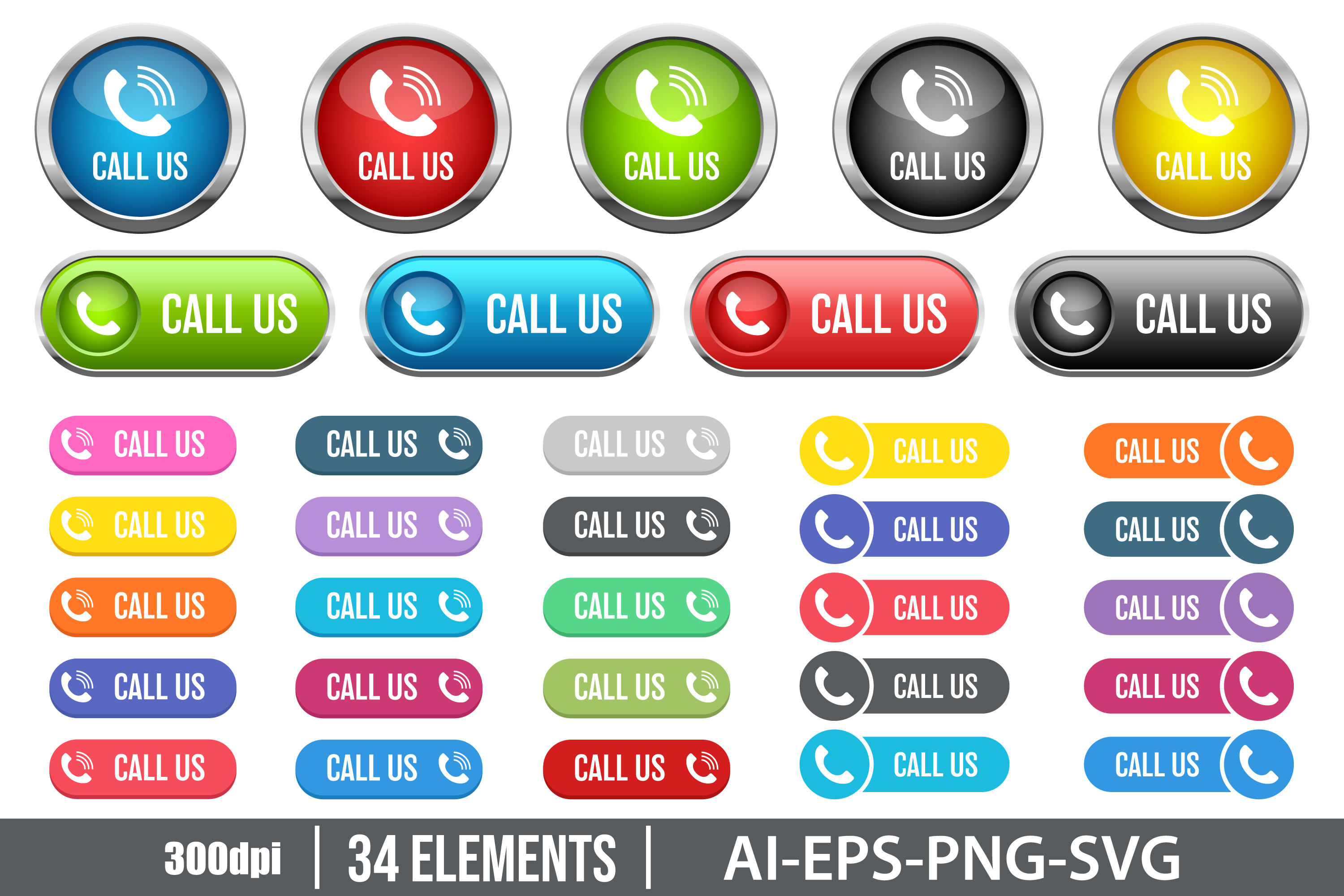 Call Us Buttons Clipart Vector Design Graphic by Emil Timplaru Store ...