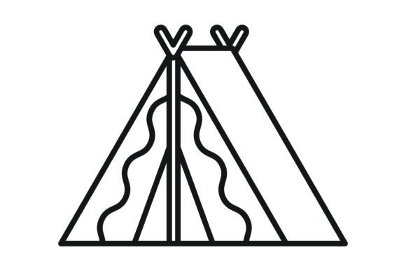 Travel Icon Design Tent Black Line Art