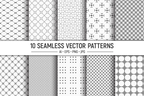 10 Seamless Geometric Hexagons Patterns Graphic by AVK graphics ...
