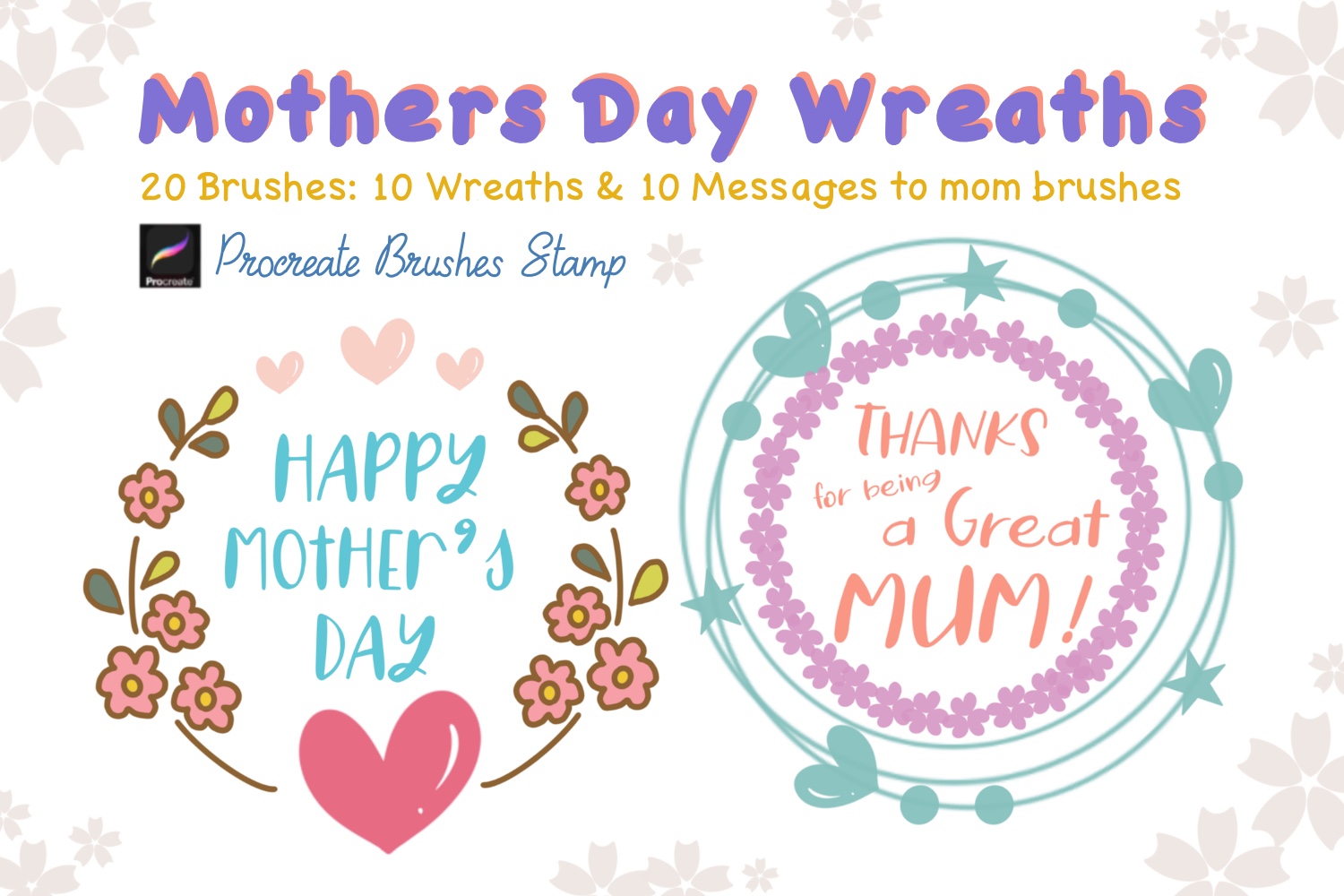 MOTHERS DAY WREATHS Procreate Brushes St