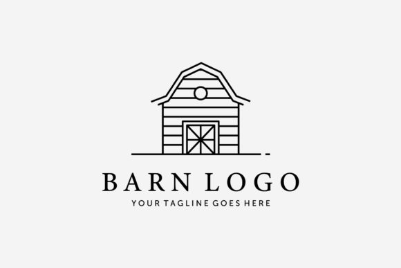 Minimal Barn Cabin Cottage Line Art Logo