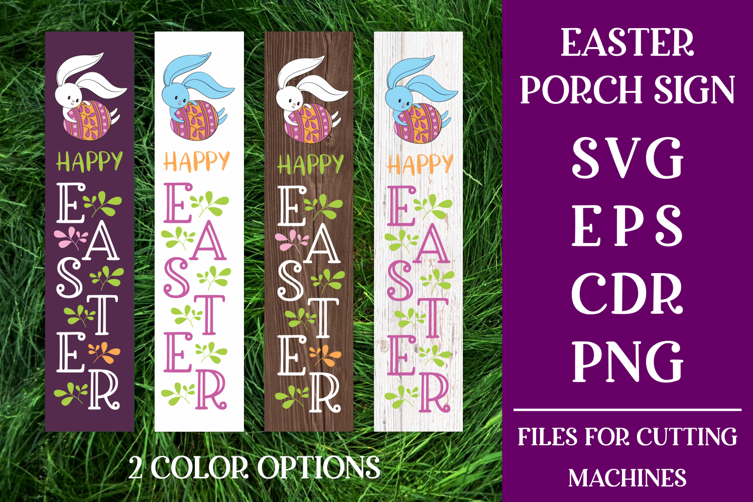 Happy Easter. Long Porch Sign with Bunny Graphic by Olga Belova ...