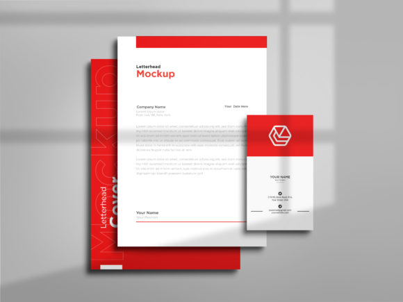 Letterhead with Business Card Mockup Graphic Branding & Identity Mockups By sujhonsharma
