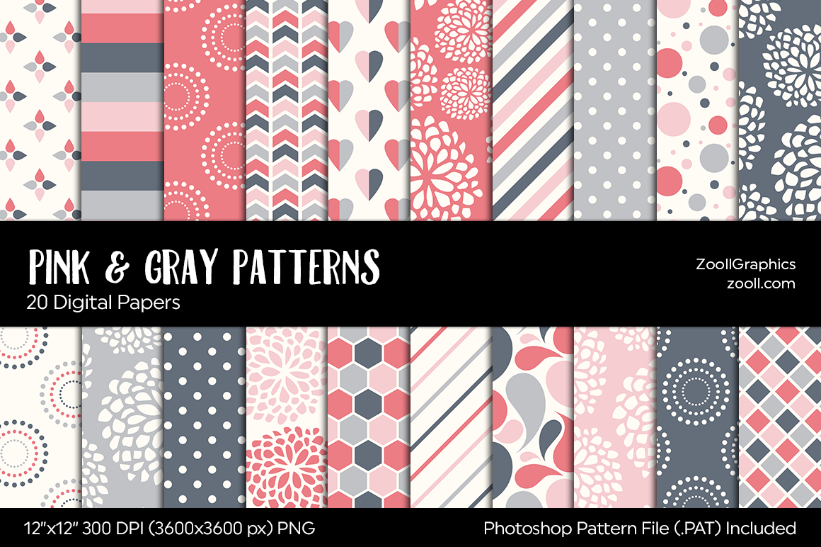 Pink and Grey Digital Papers Graphic by ZoollGraphics · Creative Fabrica