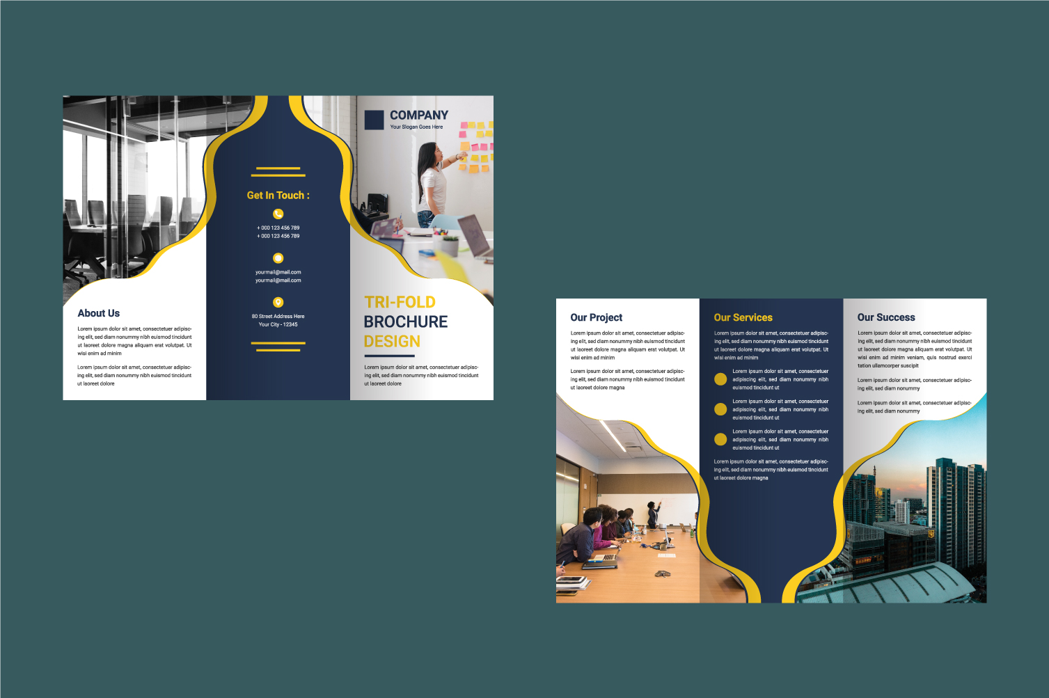 Tri-Fold Brochure Vector Template Graphic by Amkudas · Creative Fabrica