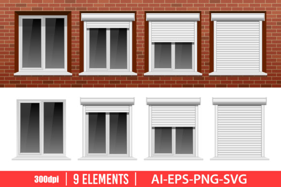 Windows Clipart Set Grafik Druckbare Illustrationen Von Emil Timplaru Store