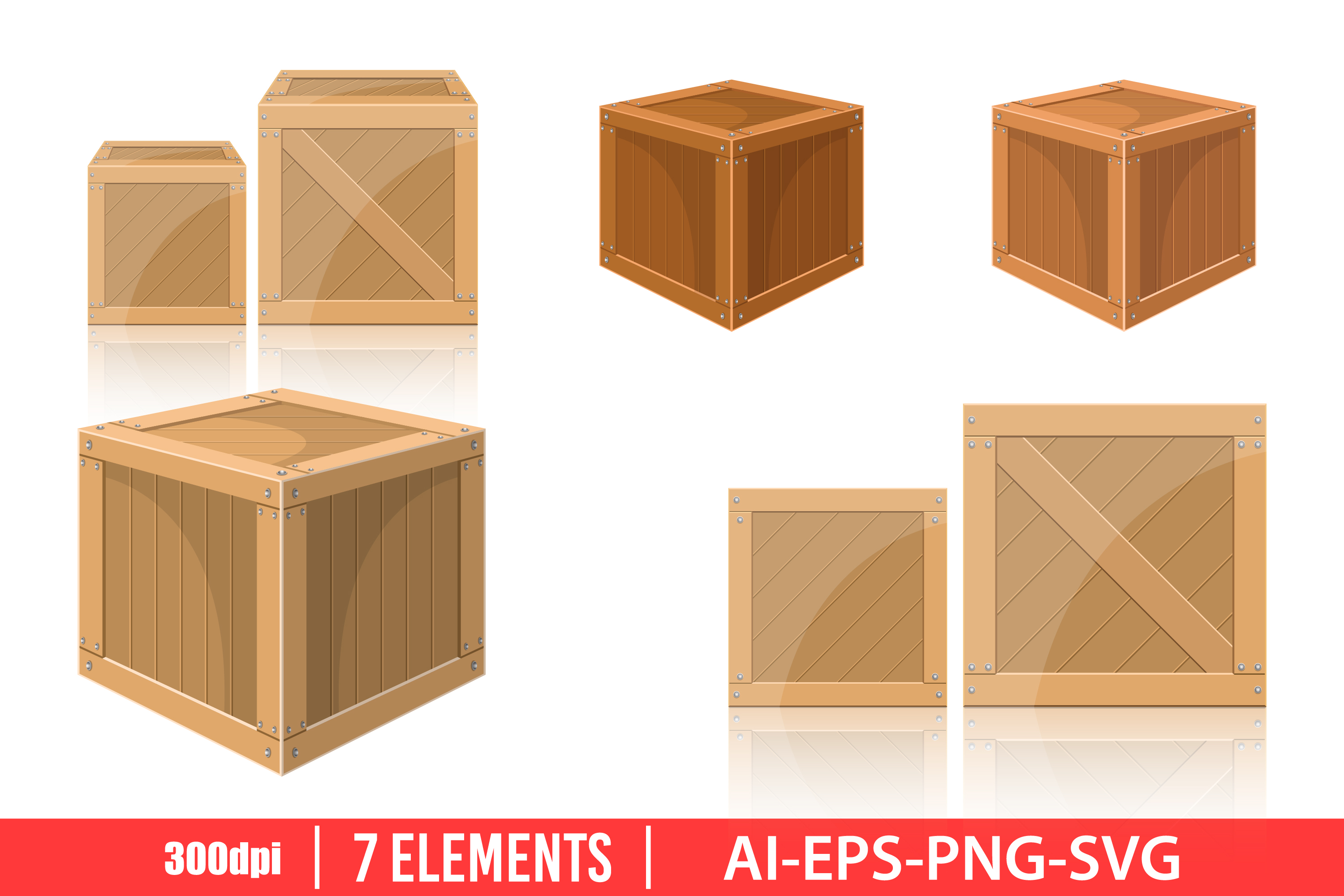 Wooden Box Clipart Set Graphic by Emil Timplaru Store · Creative Fabrica