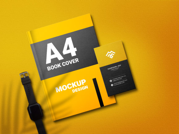 Book Cover with Business Card Mockup Graphic Branding & Identity Mockups By sujhonsharma
