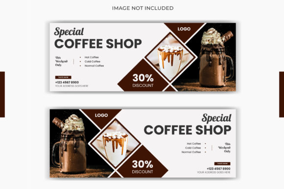 Preview of Food Coffee Drinks Facebook Cover Banner coffee shop social media template