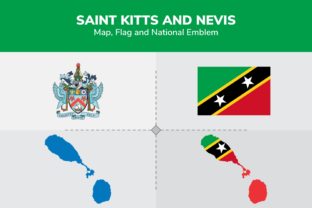 Saint Kitts and Nevis Map,Flag