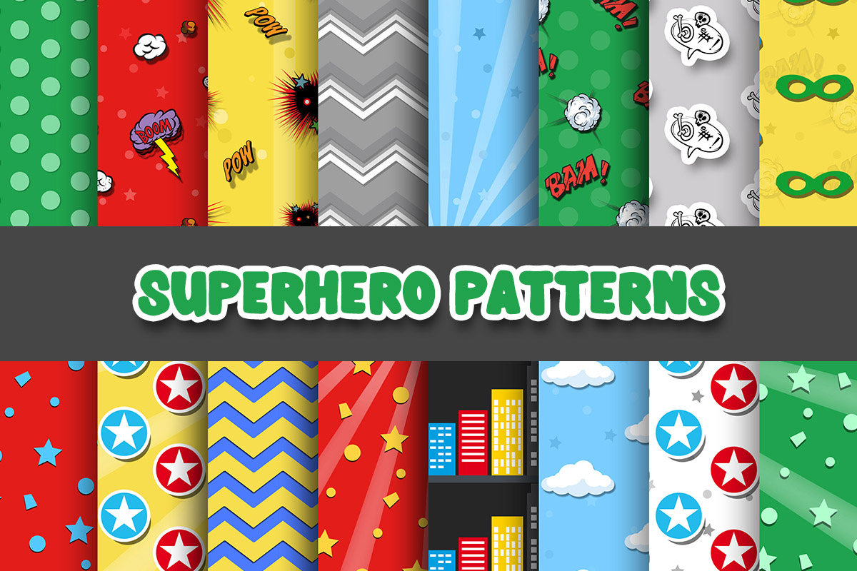Superhero Digital Papers Patterns Graphic by Grafixeo · Creative Fabrica