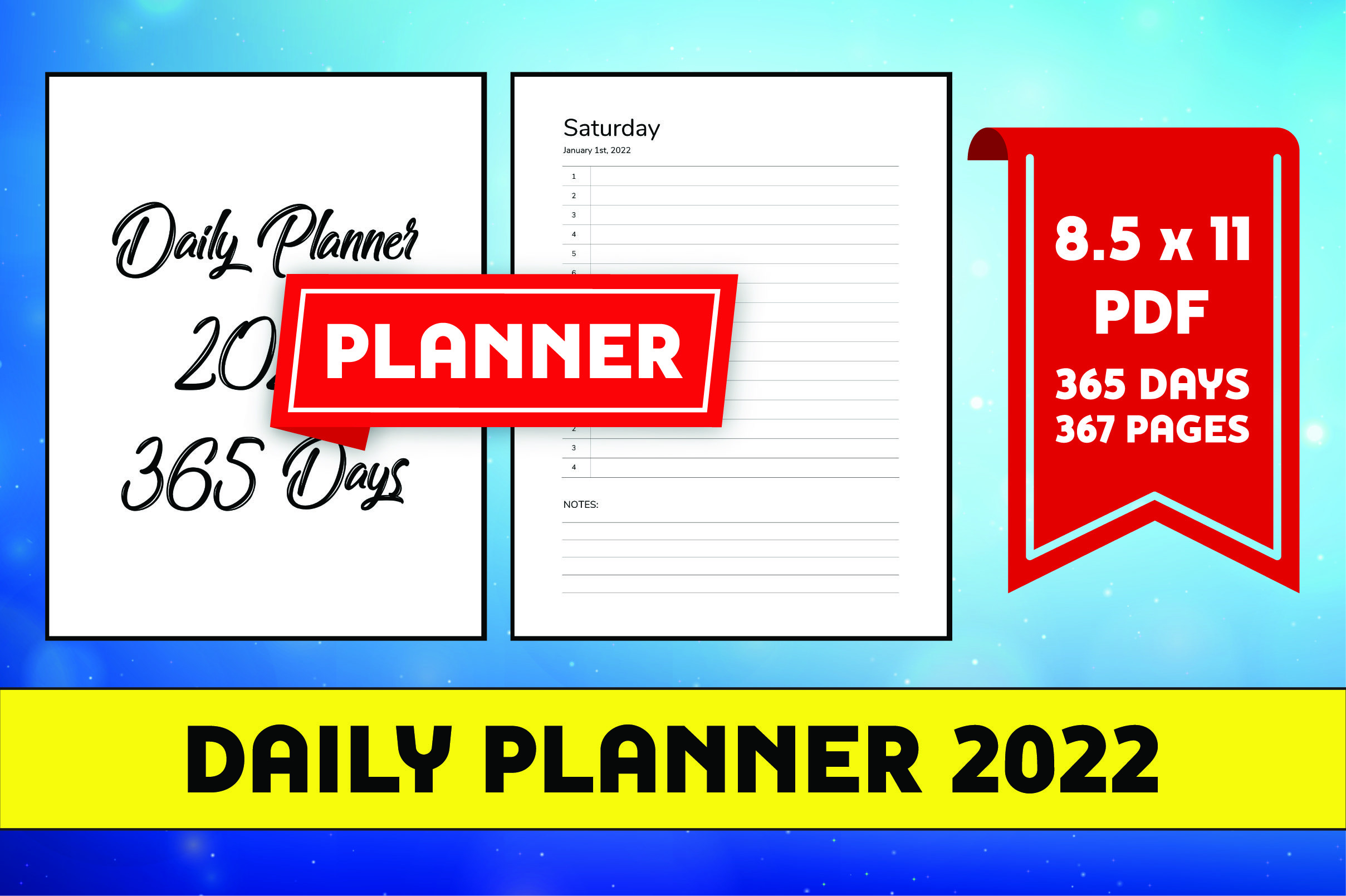 Daily Planner 2022 8.5x11 KDP Interior Graphic by marbledesign ...