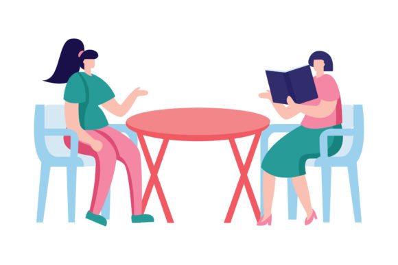 Girls Book Reader Concept Grafika Ilustracje do Druku Przez zia studio