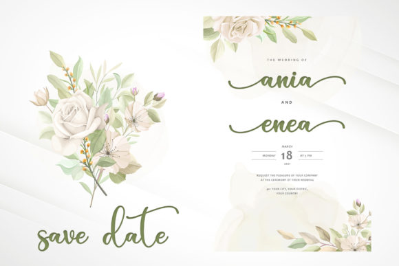Green Leaves Font PNG with transparent background - Preview 2