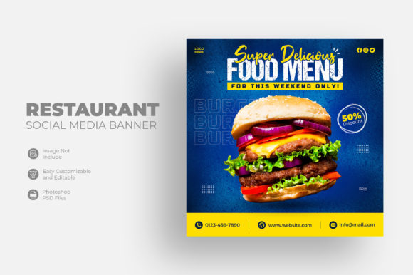 Preview of Restaurant Social Media Banner Template food social media design template