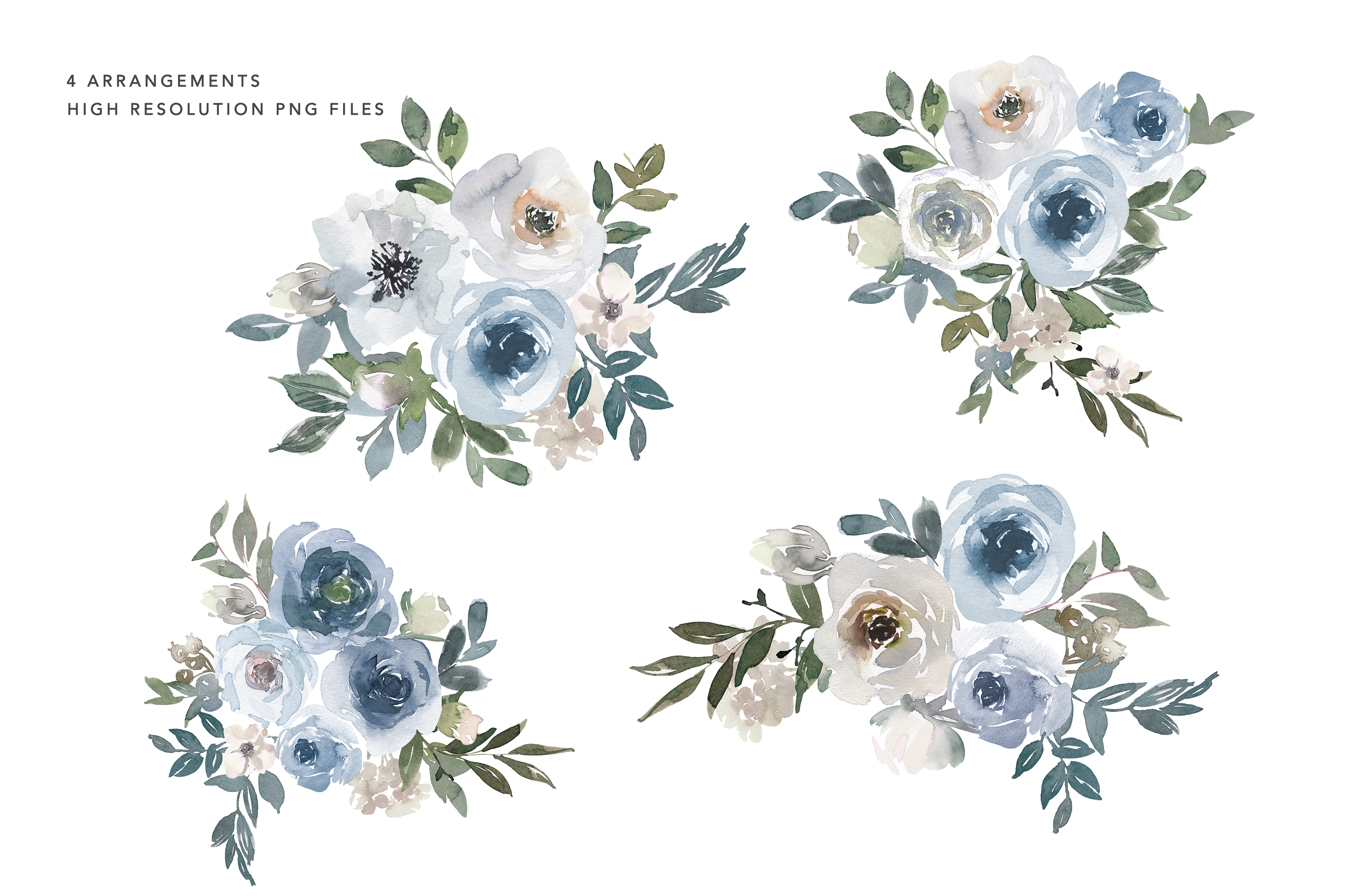 Watercolor Dusty Blue Floral Graphics - photo 3