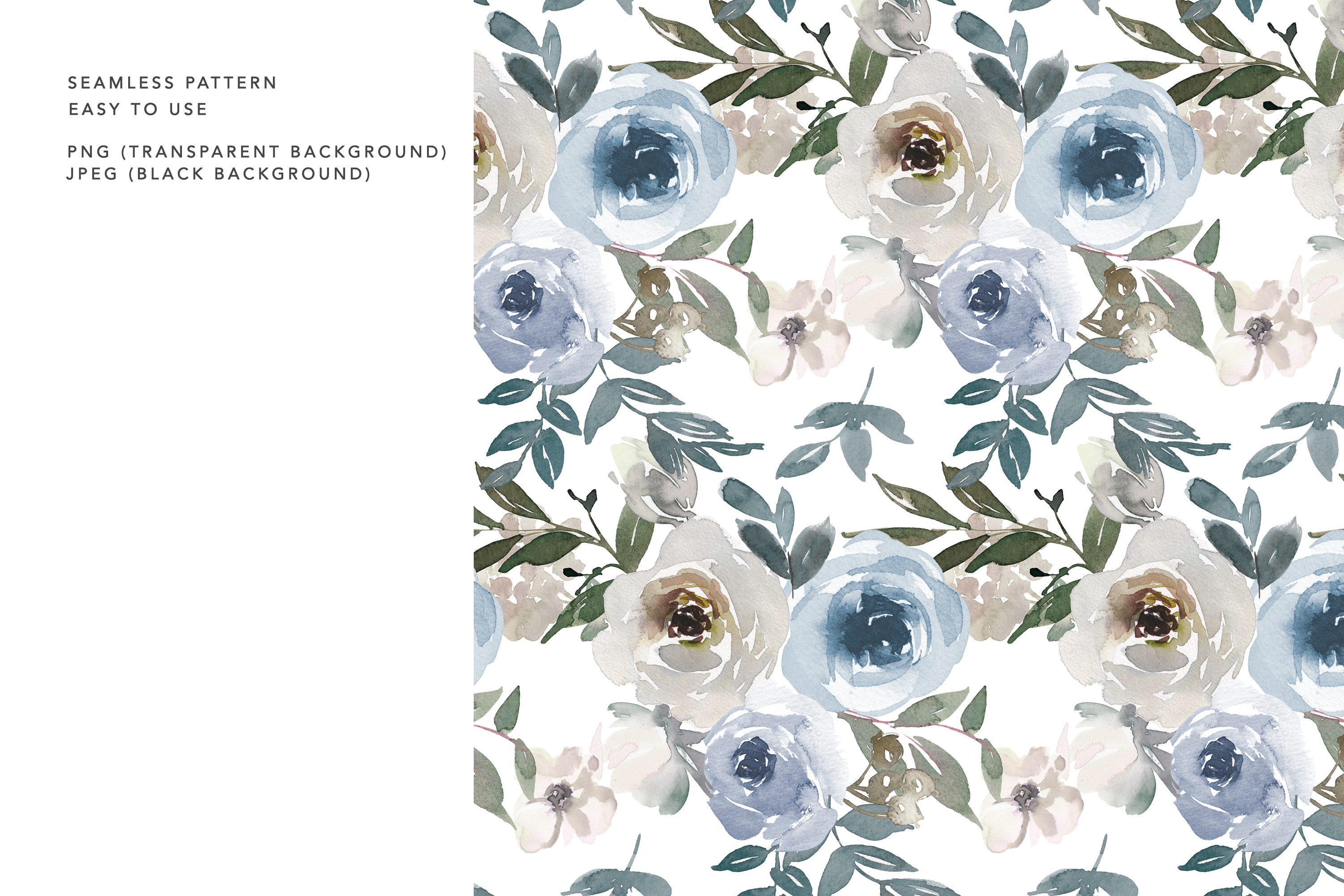 Watercolor Dusty Blue Floral Graphics - photo 5