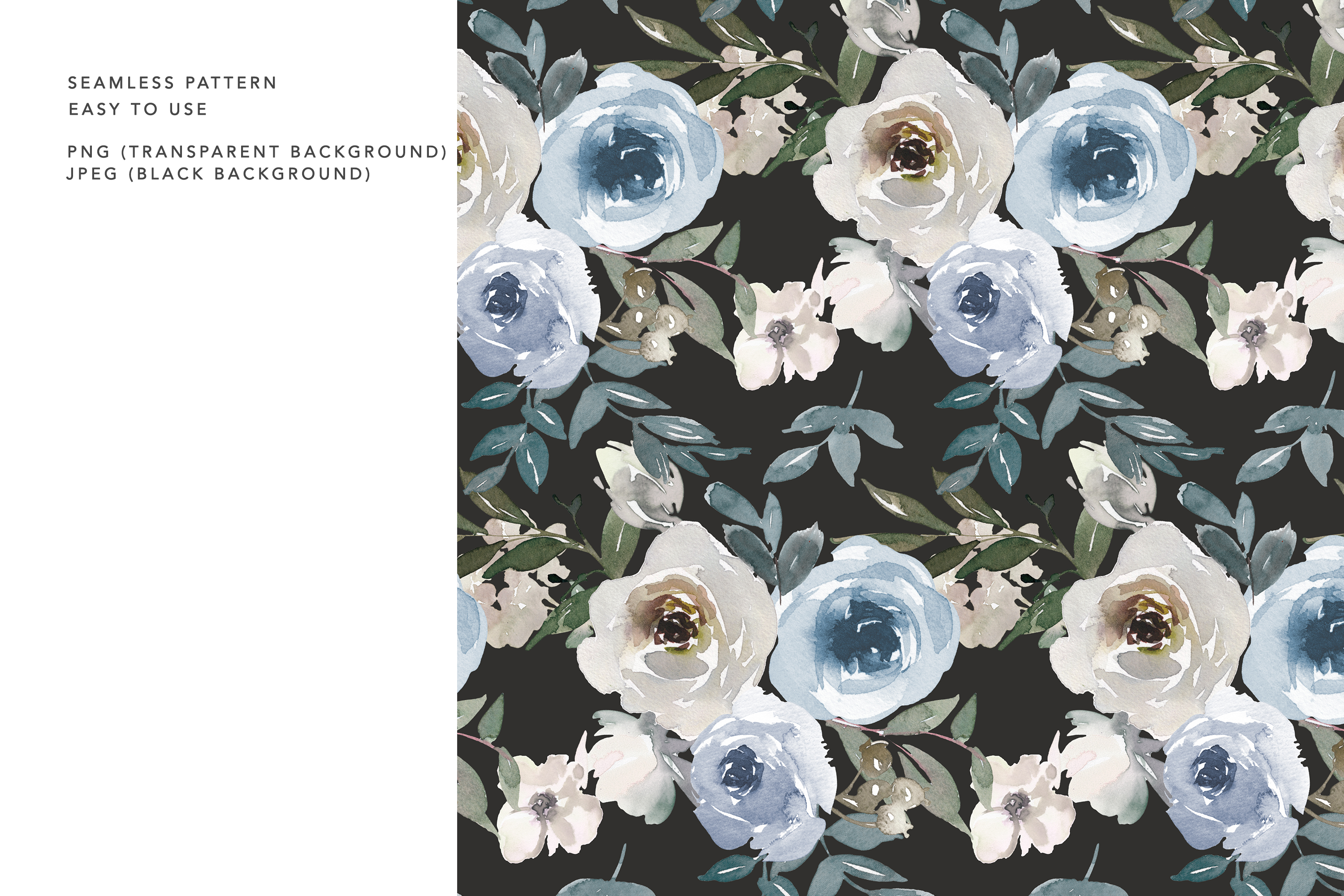 Watercolor Dusty Blue Floral Graphics - photo 6