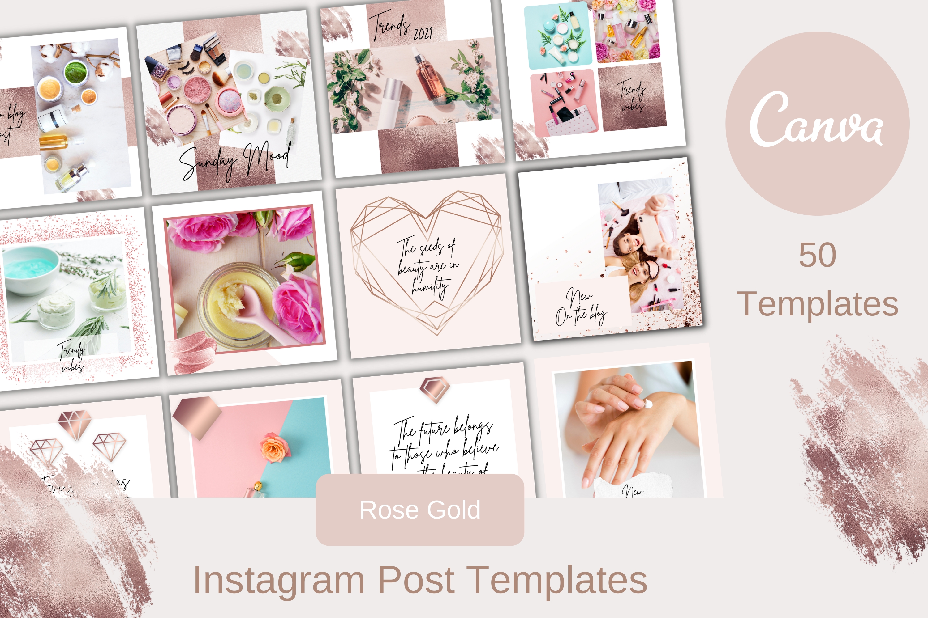 50 Rose Gold Canva Instagram Templates Graphic by Andreea Eremia Design ...