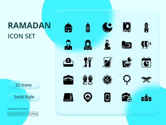 Ramadan Icon Set with Solid Style