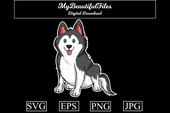 Siberian husky dog cartoon SVG for Cricut HTV kids shirt toddler tee and matching family set