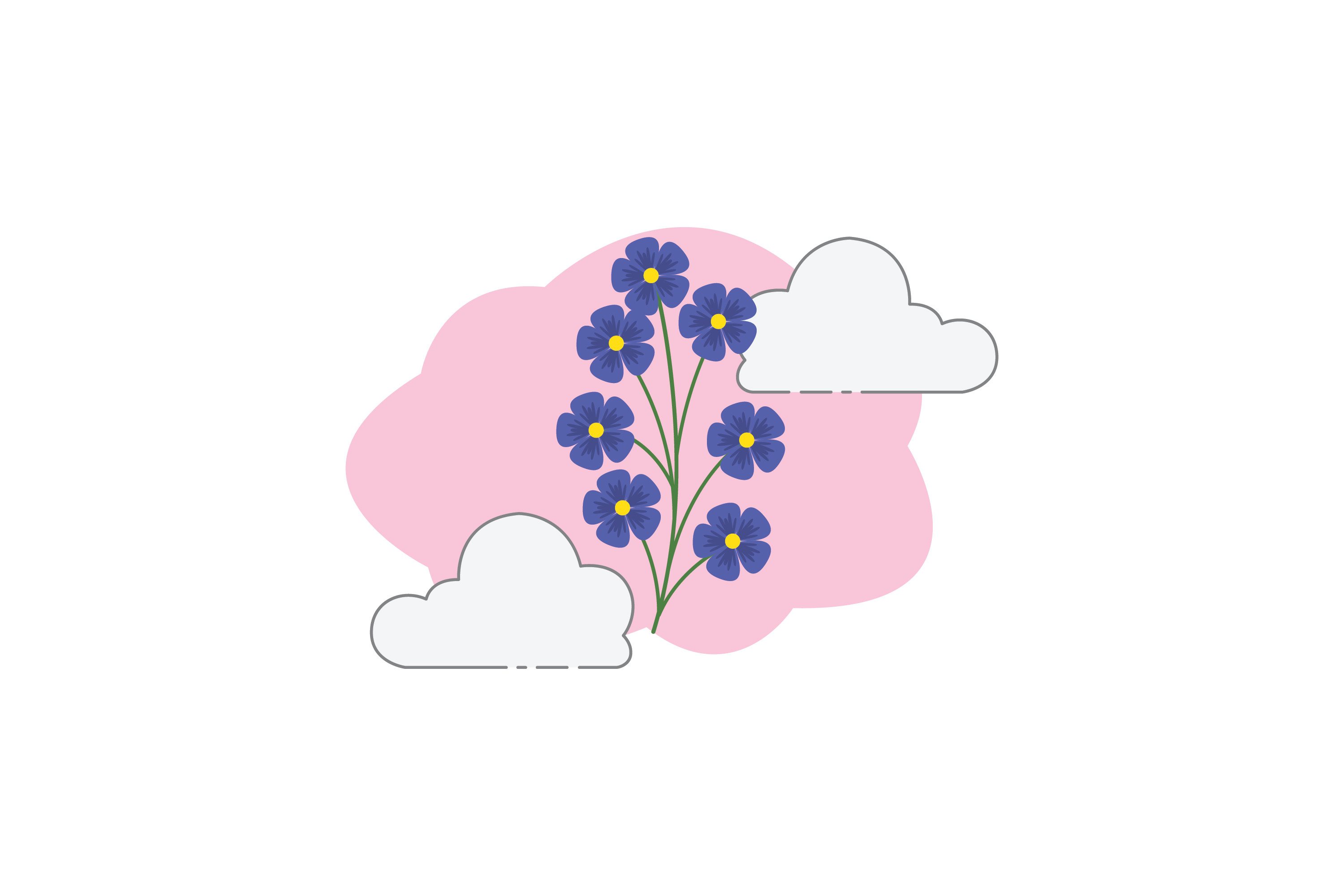 Spring Purple Flower 3 Cloud Icon Graphic by raysaozora · Creative Fabrica