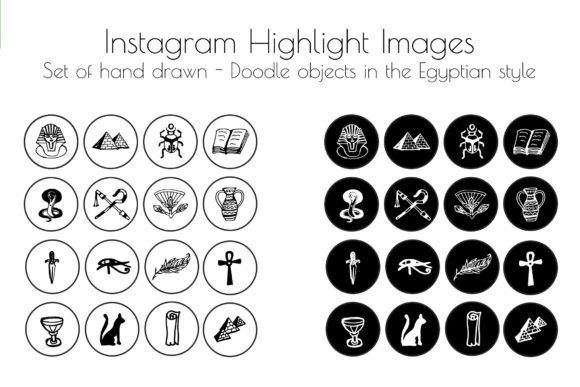 Egyptian-Inspired Hand-Drawn Highlight Icon Bundle