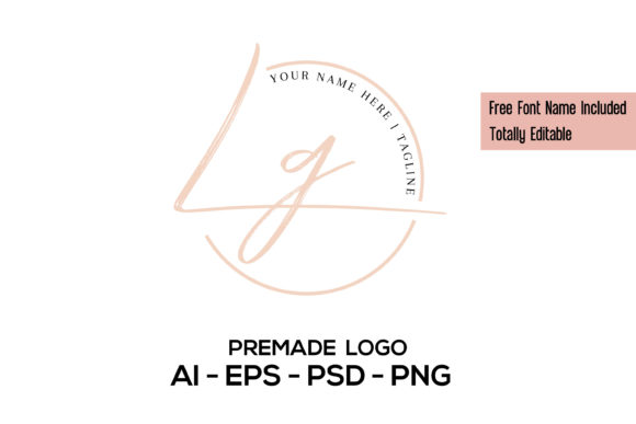 Premade Logo, Initials Feminine Logo