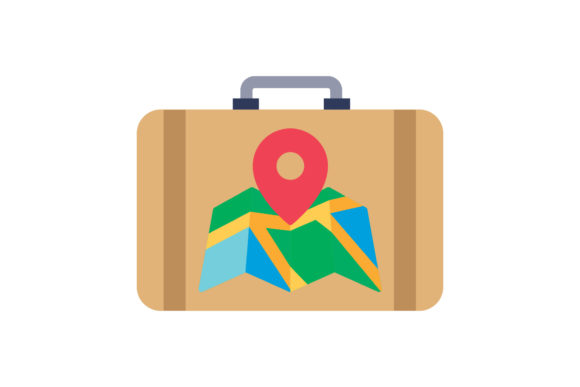 Travel Icon Suitcase Map Design Vector