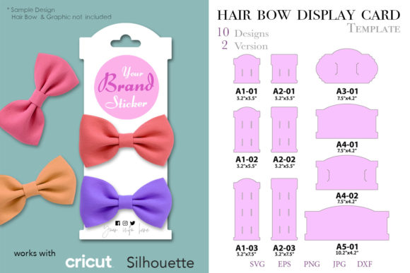 20 Hair Bow Display Card Template