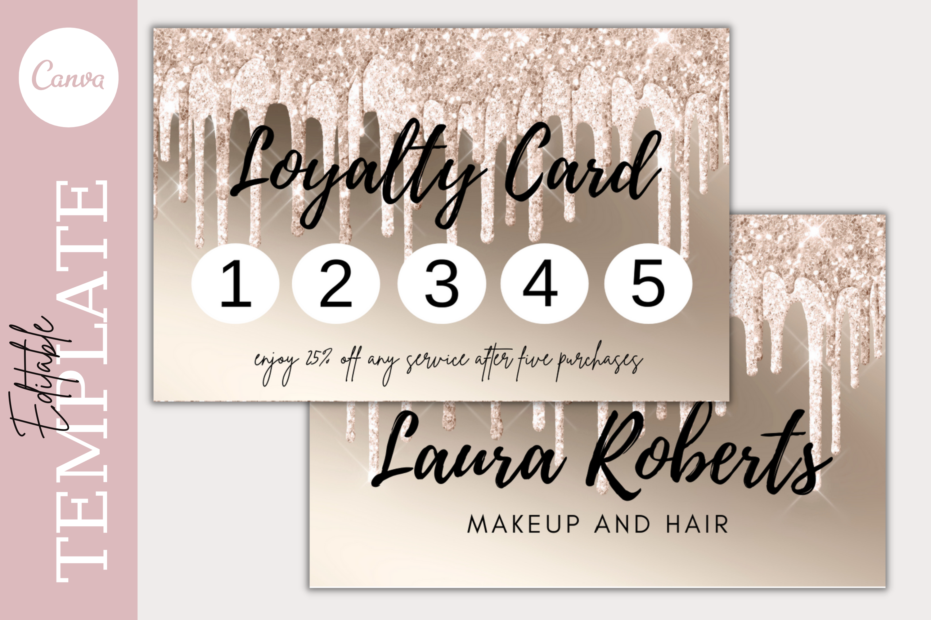 Champagne Loyalty Card Canva Template