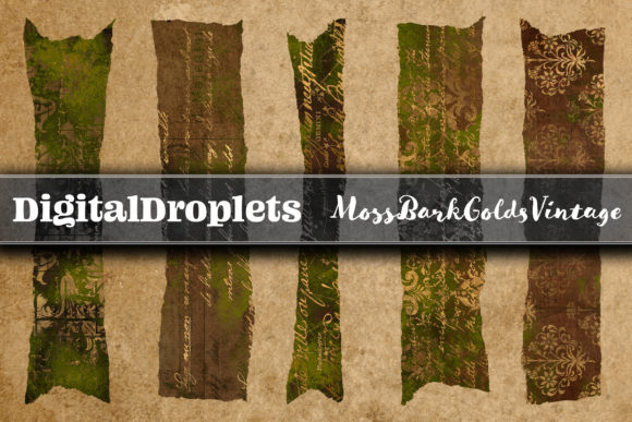 MossBark Golds Vintage | 180 Washi Tapes