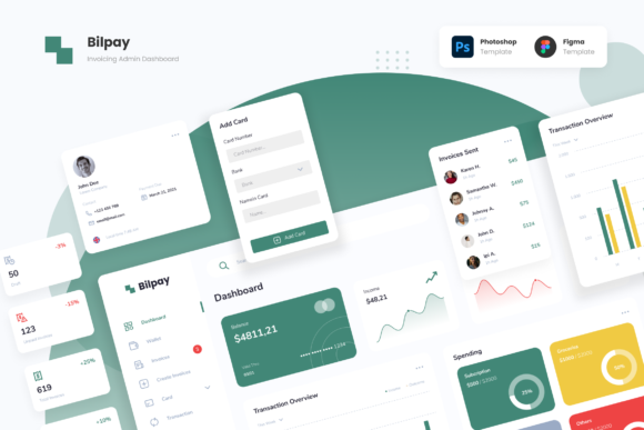 Bilpay - Invoicing Admin Dashboard Grafica Kit UX e UI Di peterdraw